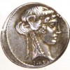 Roma Repubblica, zecca di Roma, 65 a.C. Denario, Testa della Sybilla/tripode
