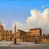 Ippolito Caffi, "Rome: St Peter’s Square", 1836, Oil on stiffened card 56x90 cm