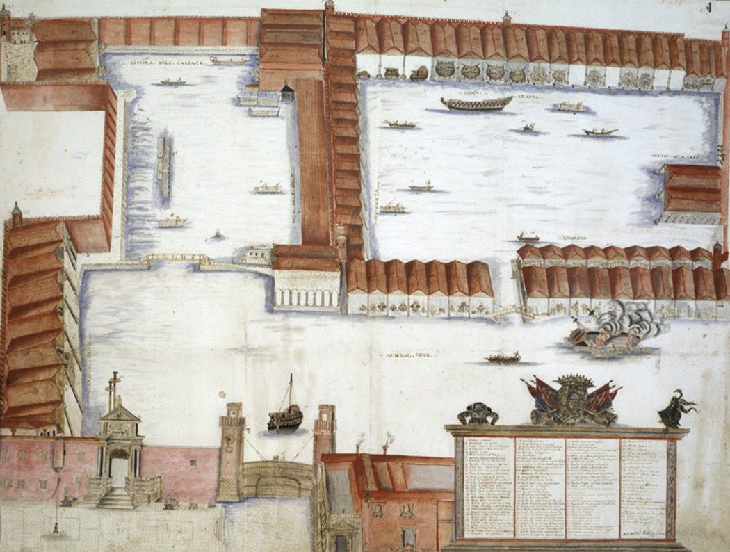 La pianta acquarellata dell'Arsenale, opera seicentesca di Antonio di Natale