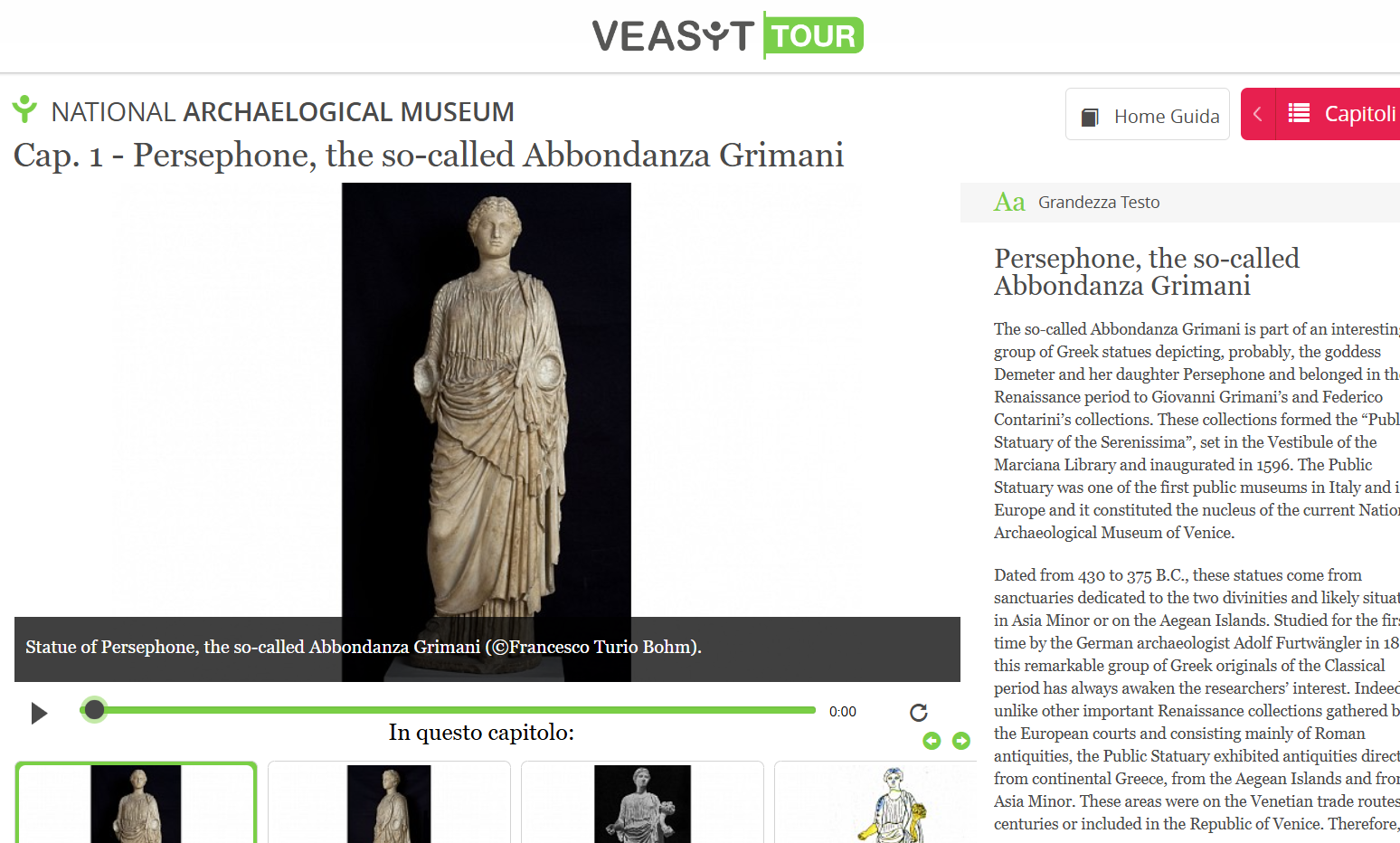 Screenshot guida online Museo Archeologico Nazionale