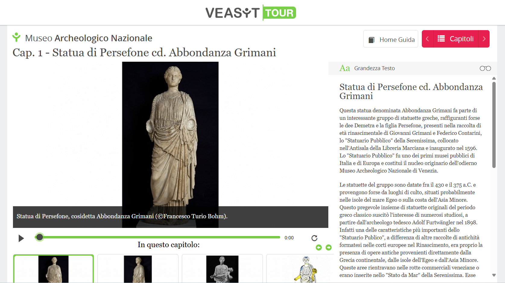 Screenshot guida online Museo Archeologico Nazionale